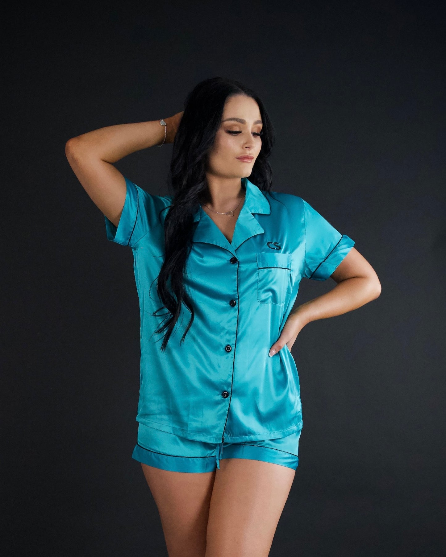 Clearance Turquoise Satin Top