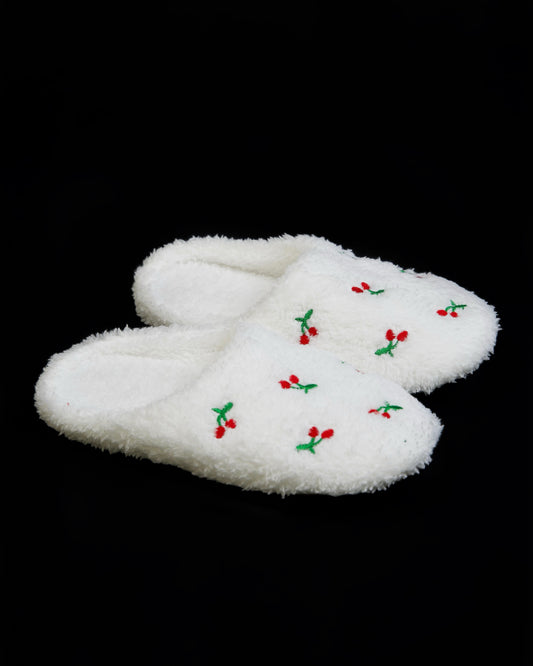 Plush Cherry Slippers