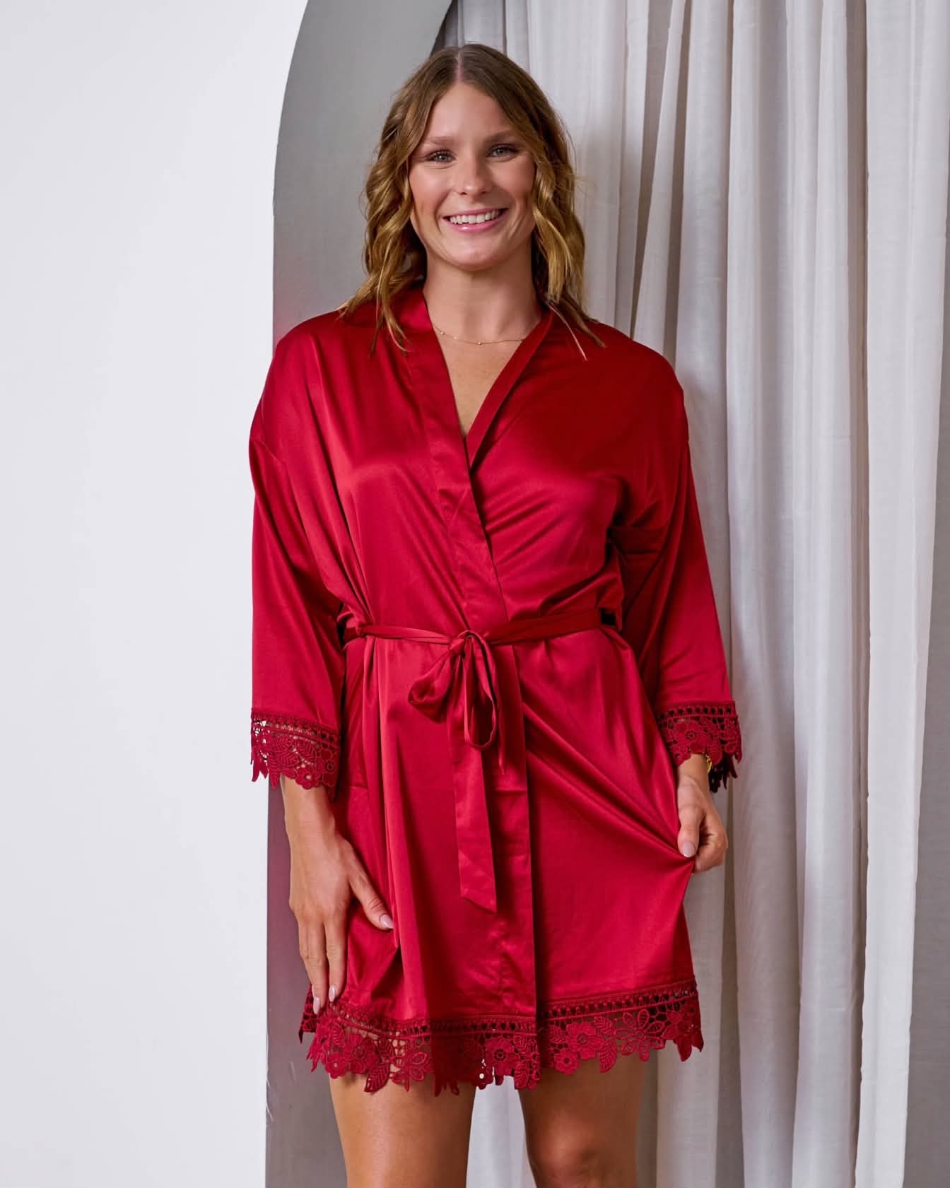Lace Satin Robe
