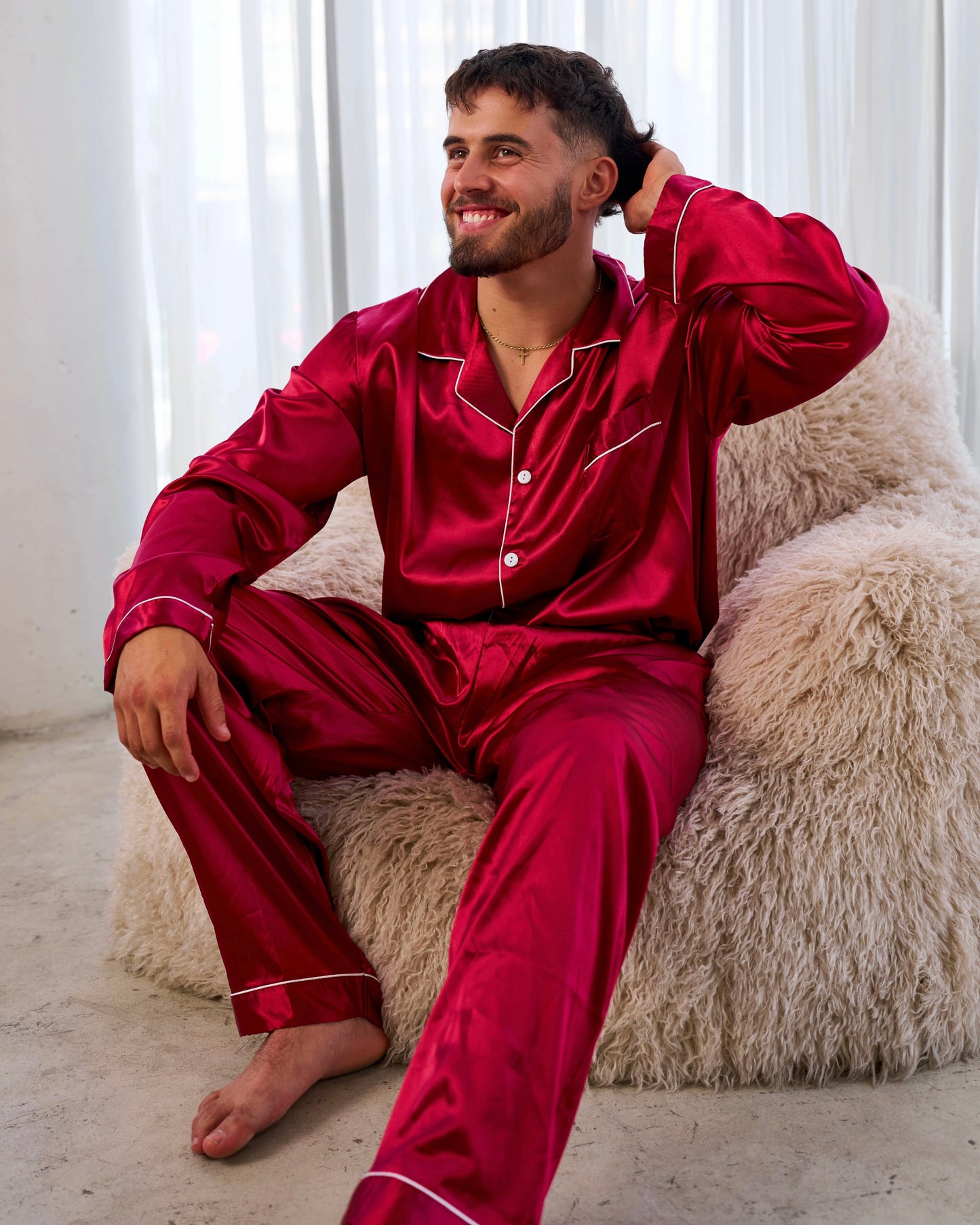 Long Mens Satin Set
