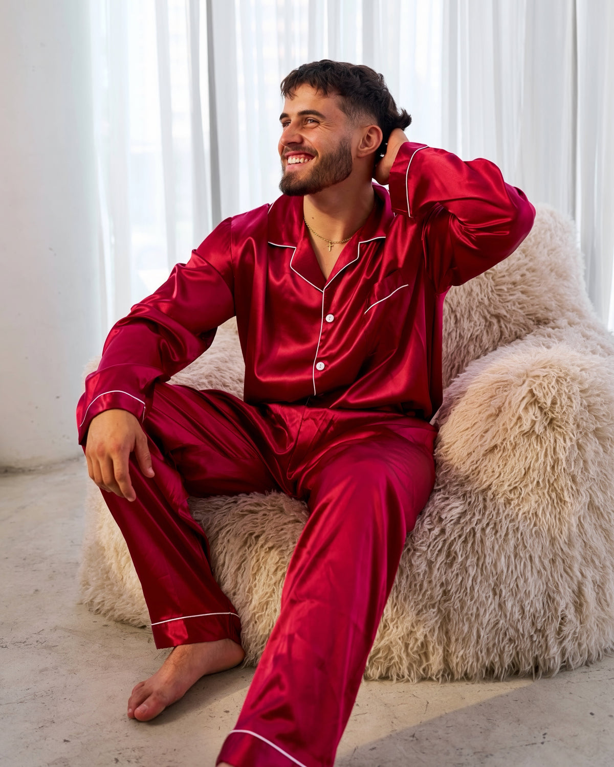 Long Mens Satin Set