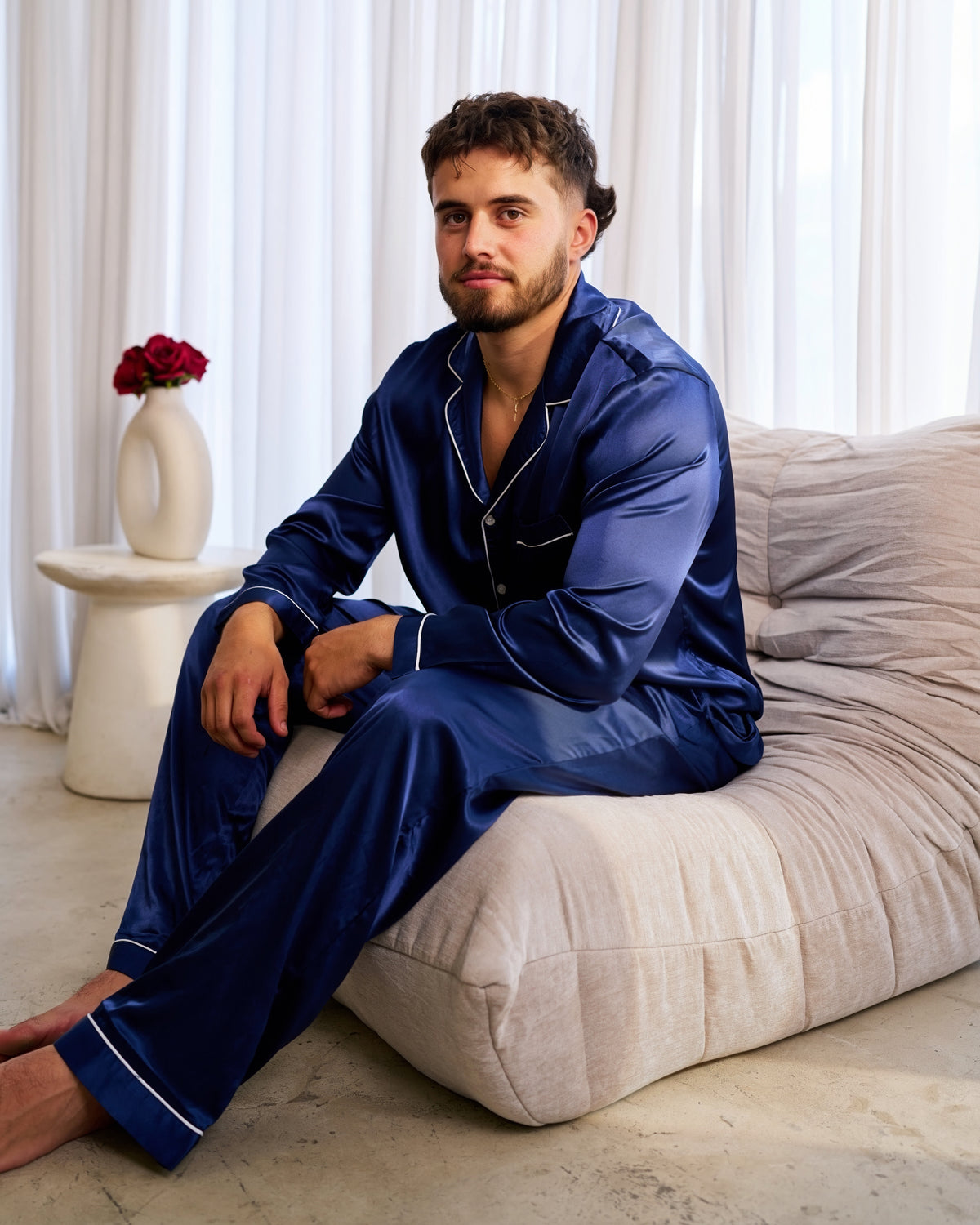 Long Mens Satin Set