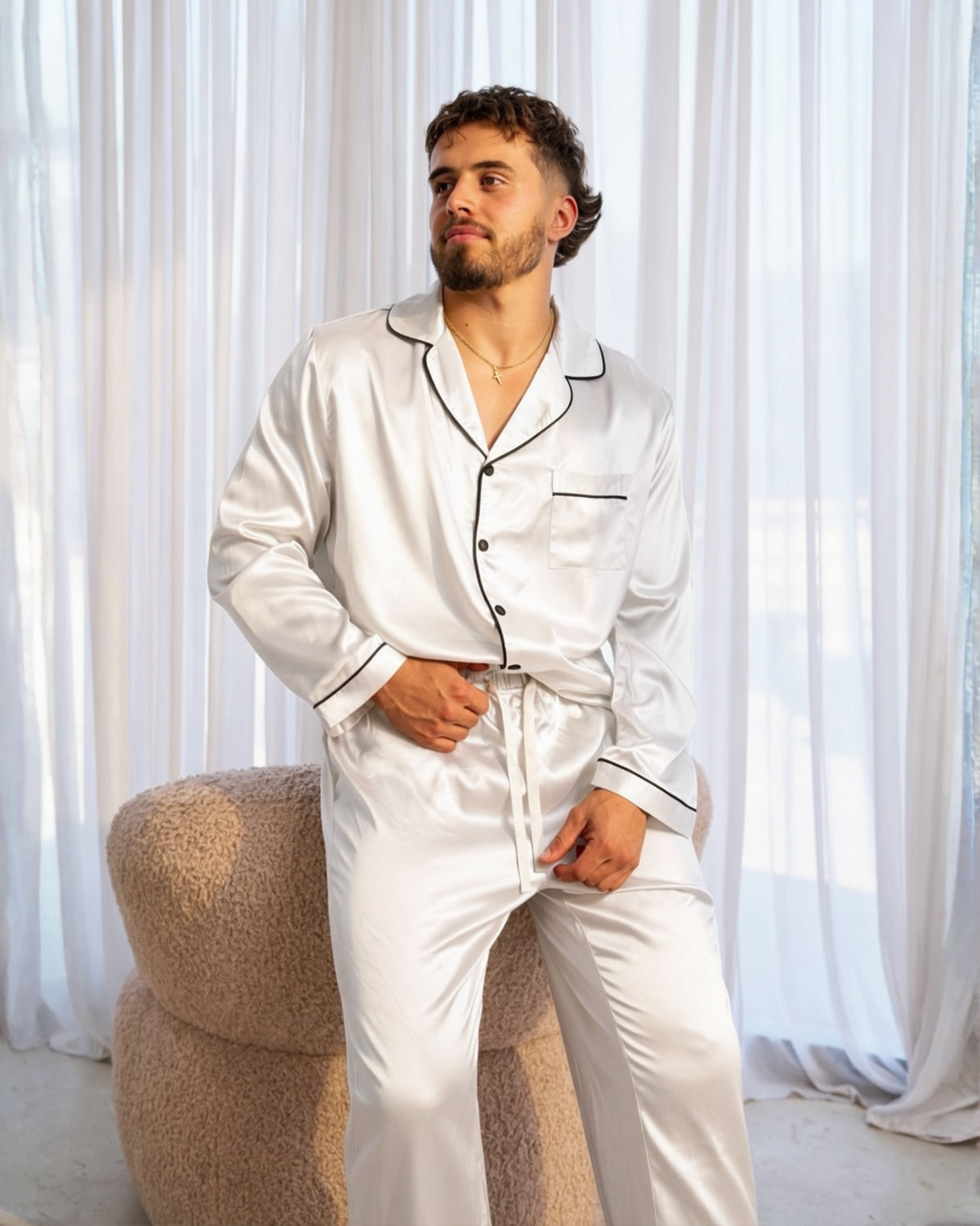 Long Mens Satin Set