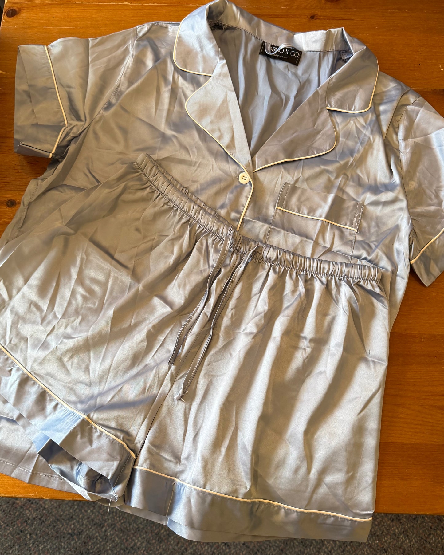 Clearance Dusty Blue Satin Set
