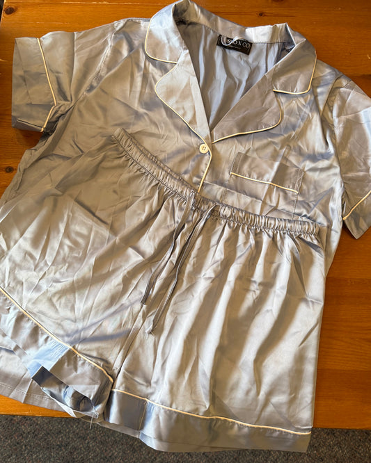 Clearance Dusty Blue Satin Set