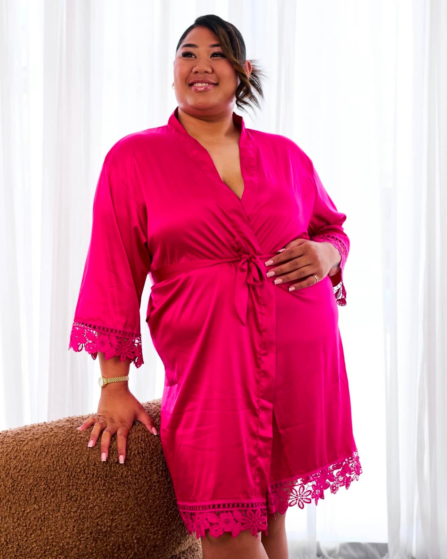 Lace Satin Robe